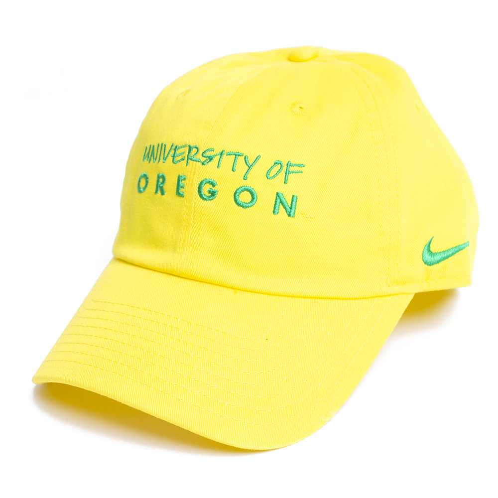 University of Oregon, Nike, Yellow, Curved Bill, Accessories, Women, Campus, Cotton Canvas, Adjustable, Hat, 722577